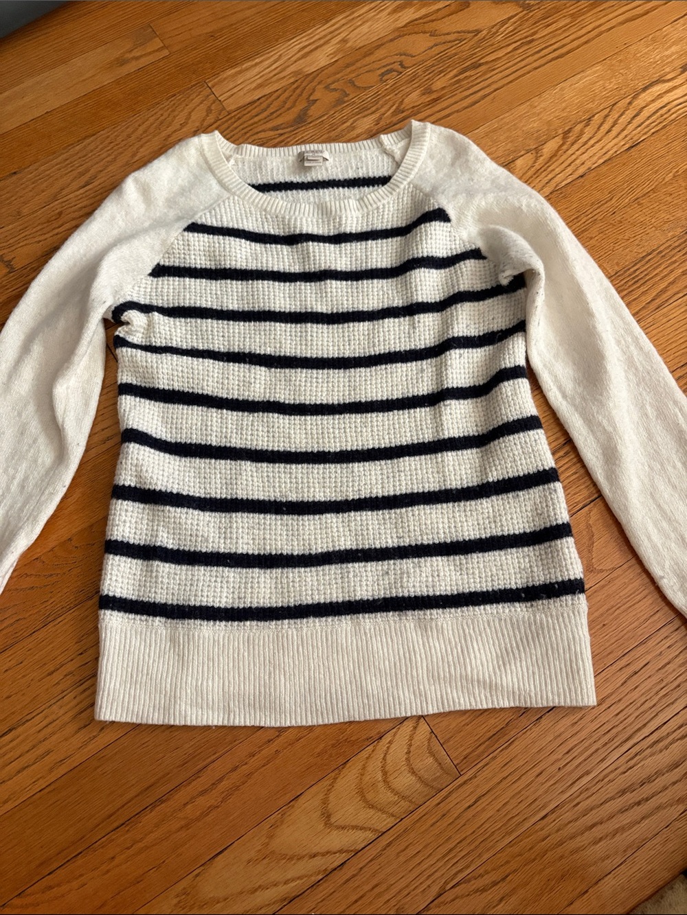 J. Crew White Crewneck Sweater with Black Stripes